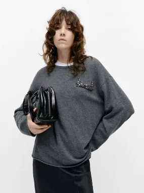 Winter Apparel Breathable touch Crystal Detail Loose Sweater