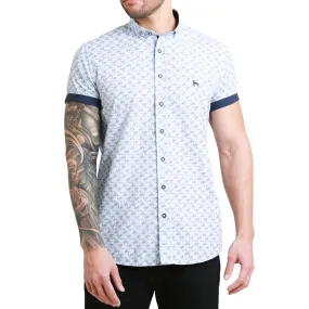 Casual Friday Smart Casual Bewley Ritch Mens Cinco Big Tall Geo Print Shirt - Sky