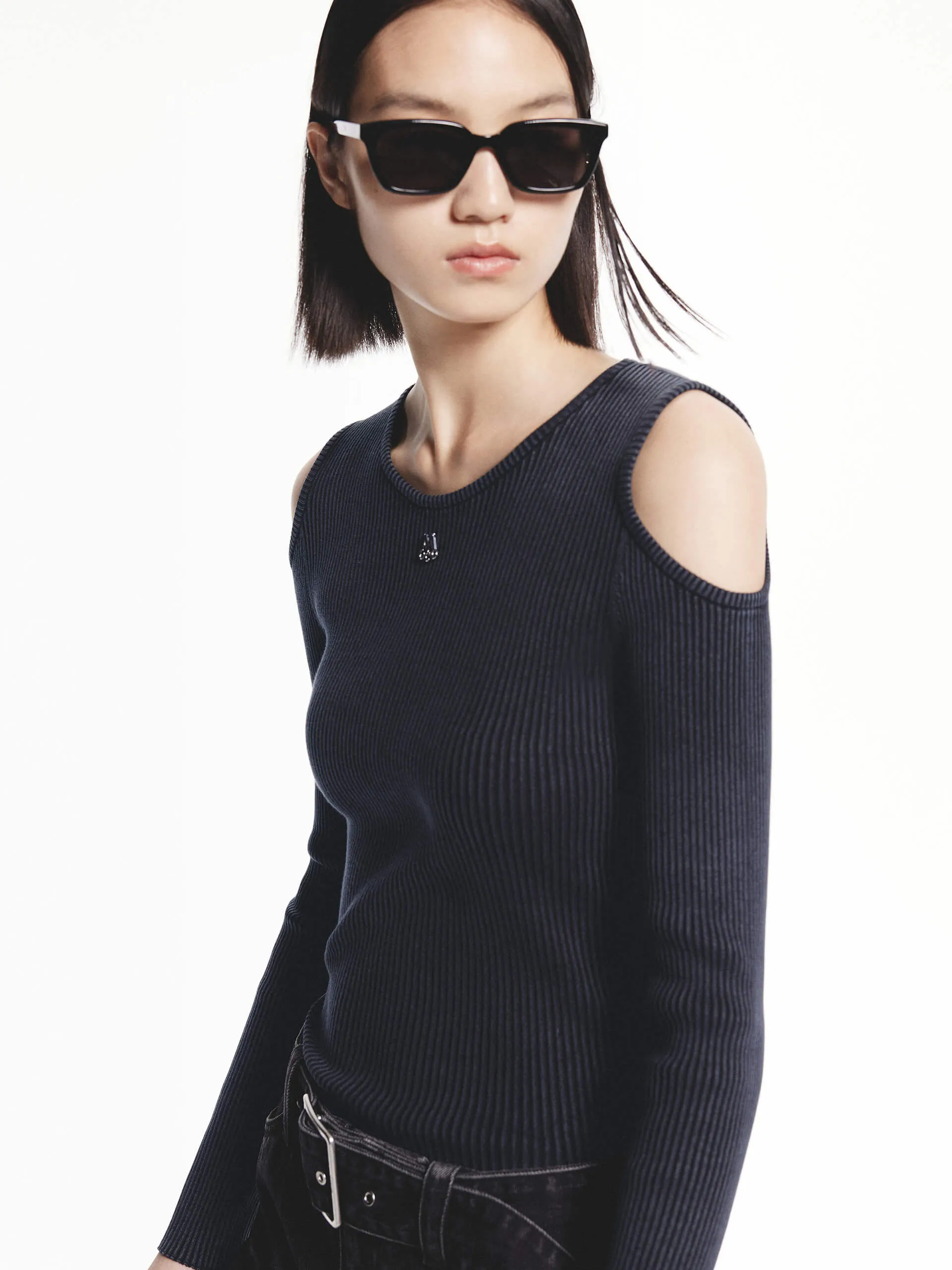 Warm Fit Cut Shoulder Knitted Sweater