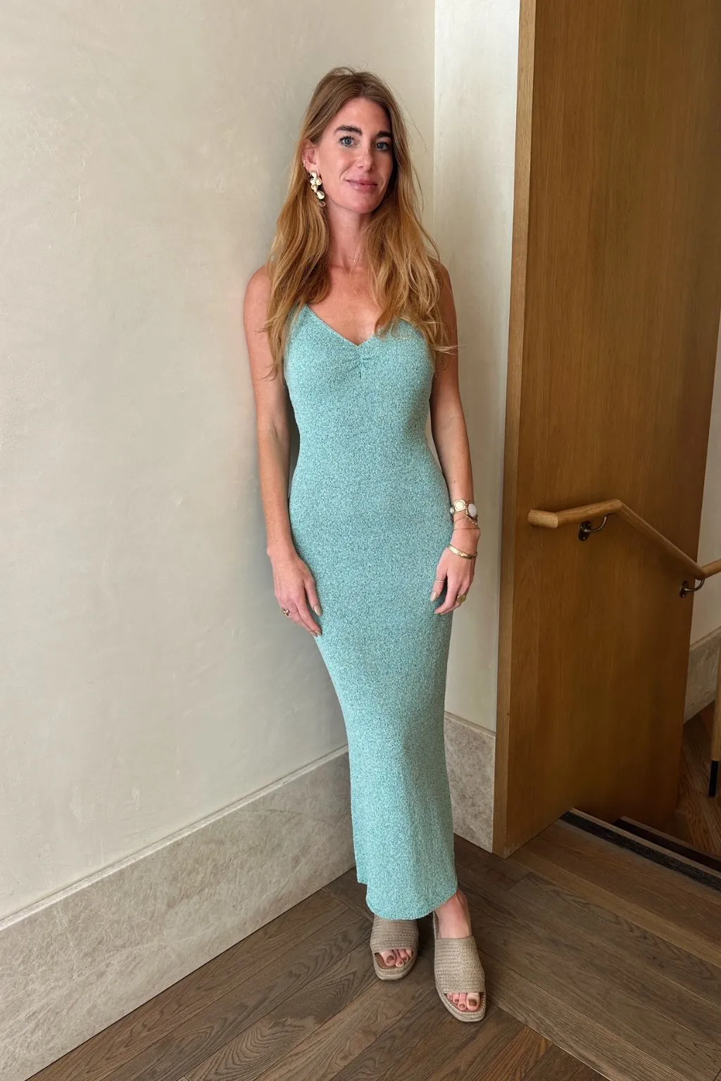 Casual Chic Wear Cyrus Blue Knit Maxi Dress