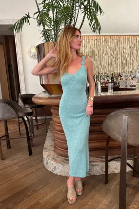 Cyrus Blue Knit Maxi Dress Soft Stitch