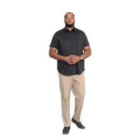 Spring Break D555 Mens Aeron Big & Tall Kingsize Easy Iron Short Sleeve Shirt - Black
