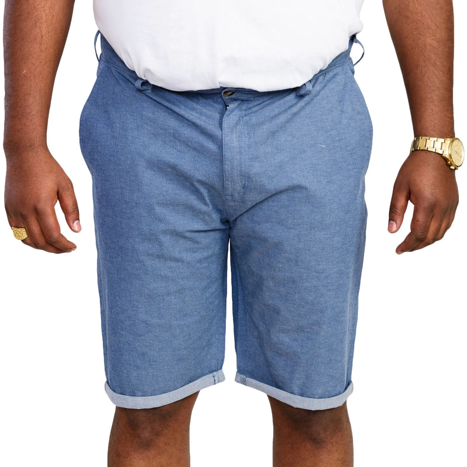 Cargo shorts D555 Mens Alderton Big Tall Kingsize Stretch Chambray Shorts - Navy