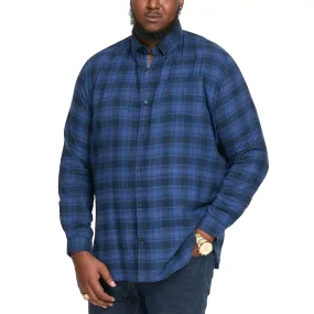 D555 Mens Bruce Big & Tall Long Sleeve Flannel Check Denim Shirt - Blue Eco-Friendly Choice Loose style