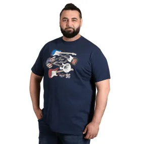 D555 Mens Liverpool Big & Tall Guitar Print Short Sleeve T-Shirt LowProfile Zipper