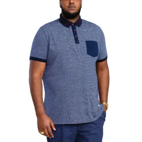 Breathable Material D555 Mens Oxley Big Tall Fine Stripe Jersey Polo Shirt - Navy