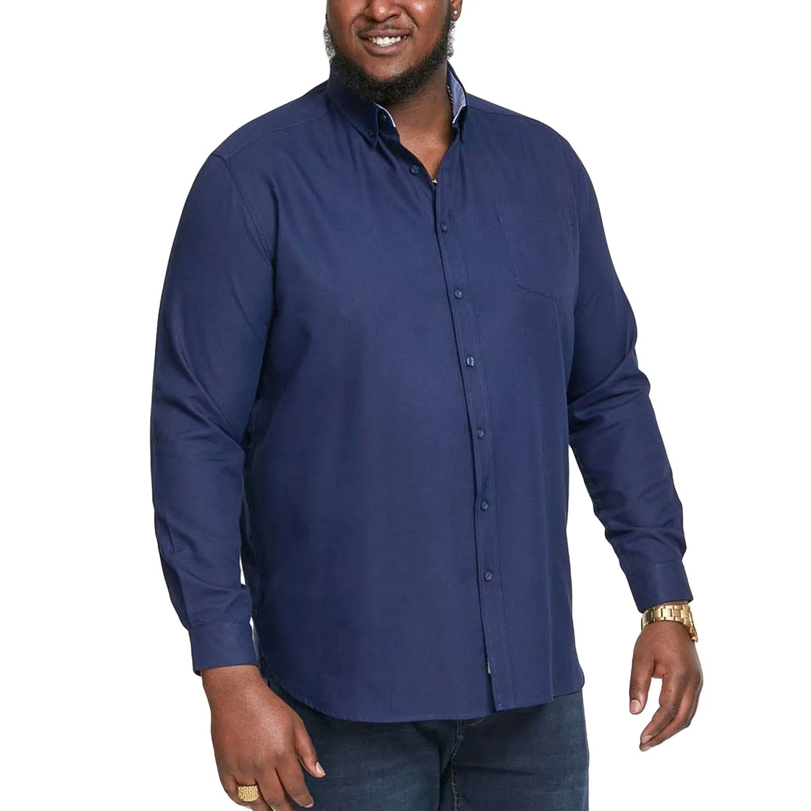 D555 Mens Richard Big Tall Kingsize Long Sleeve Oxford Shirt Lace Accent