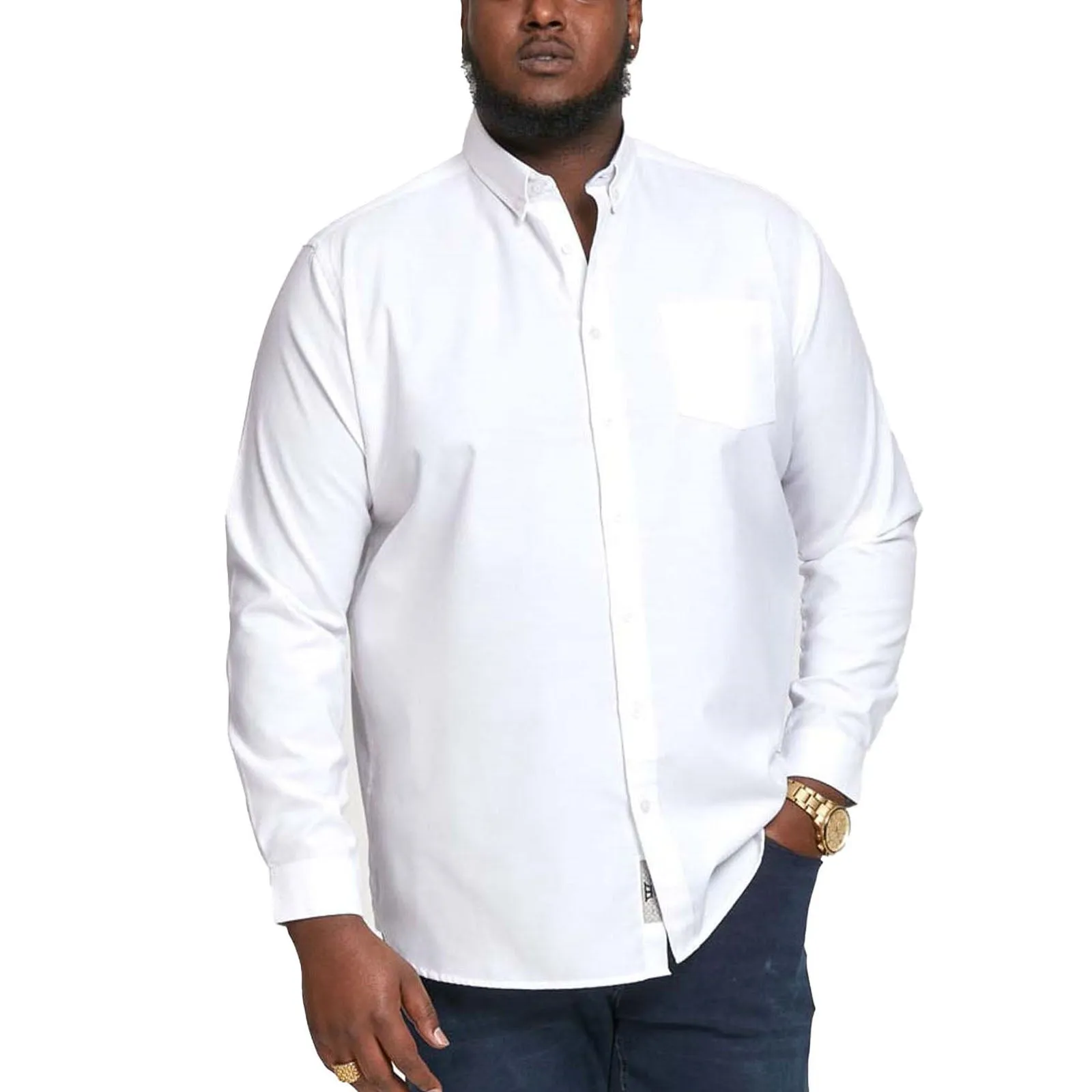 Geometric Design Bold Hue D555 Mens Richard Big Tall Kingsize Long Sleeve Oxford Shirt