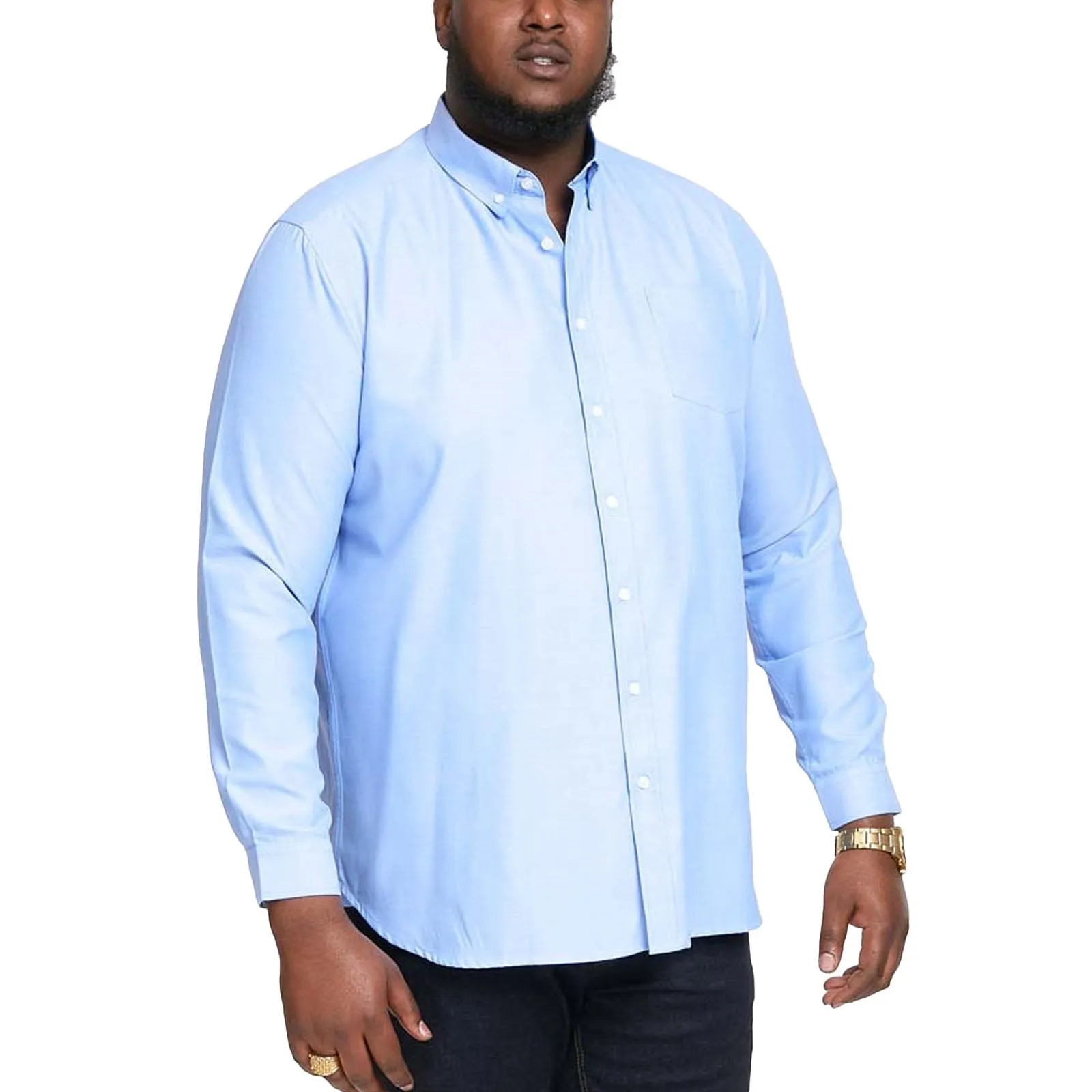 D555 Mens Richard Big Tall Kingsize Long Sleeve Oxford Shirt Shimmer Effect Holiday Gift