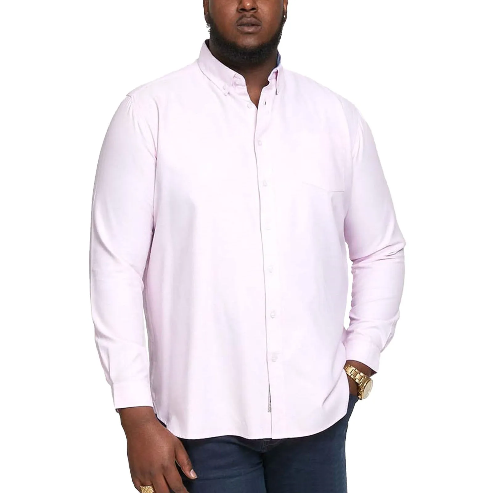Patterned Design D555 Mens Richard Big Tall Kingsize Long Sleeve Oxford Shirt