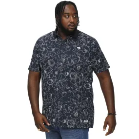 D555 Mens Roland Big Tall Kingsize All Over Abstract Print Shirt- Navy Geometric Design Fashion Forward