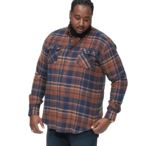 High-Quality Craftsmanship Fitted Shape D555 Mens Sherlock Big & Tall Long Sleeve Check Two Patch Pocket Shirt