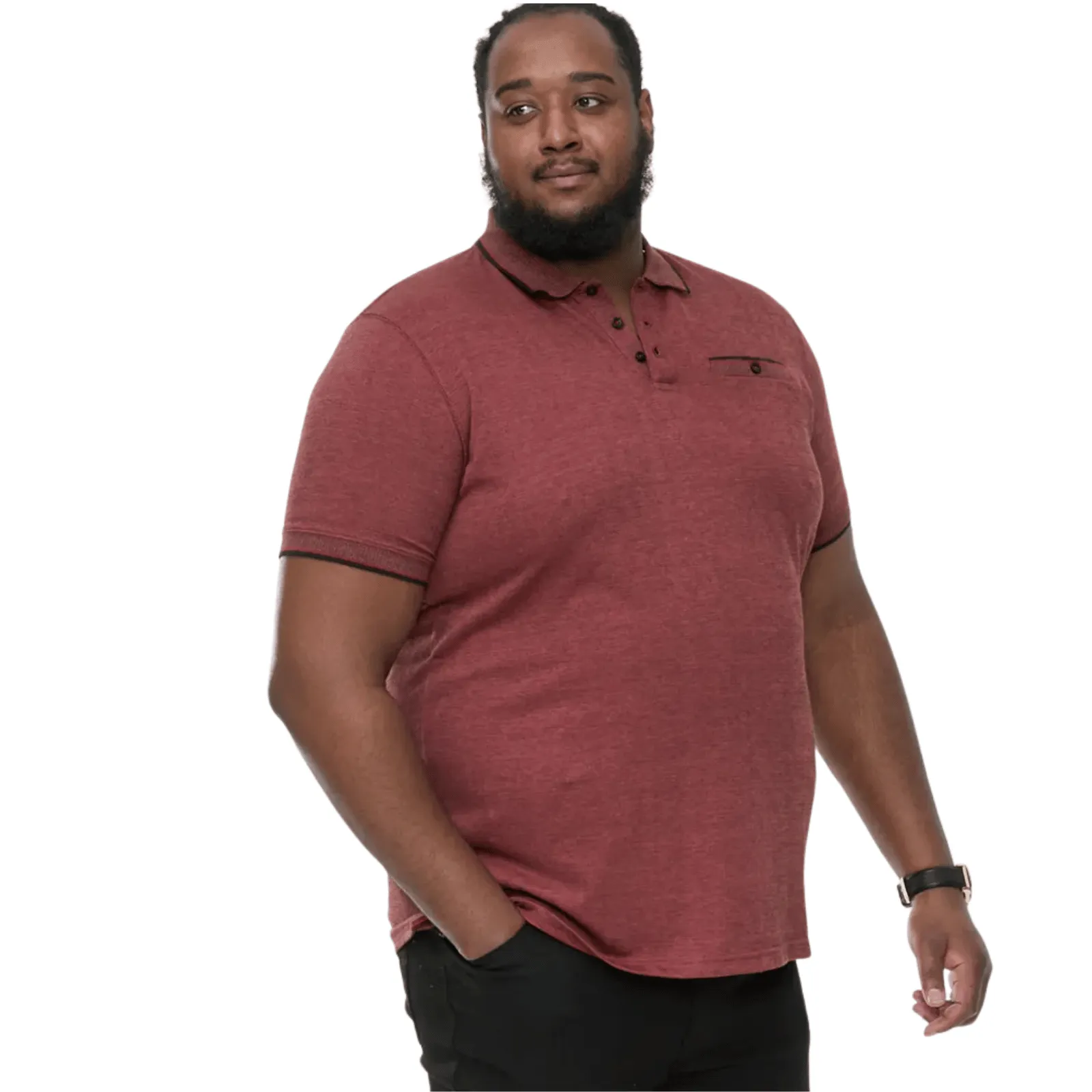 All-Purpose Wear D555 Mens Troy Big & Tall Textured Jacquard Collar Polo Shirt