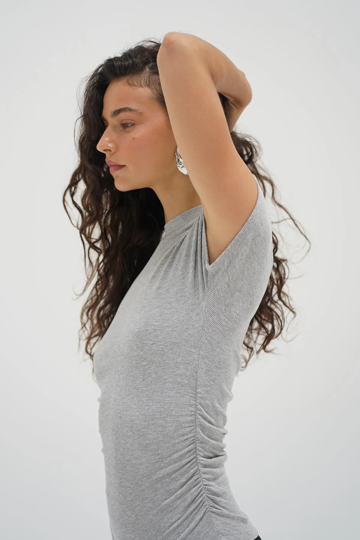 Light and Cozy Simple Comfort Dani Short Sleeve Top - Heather Grey