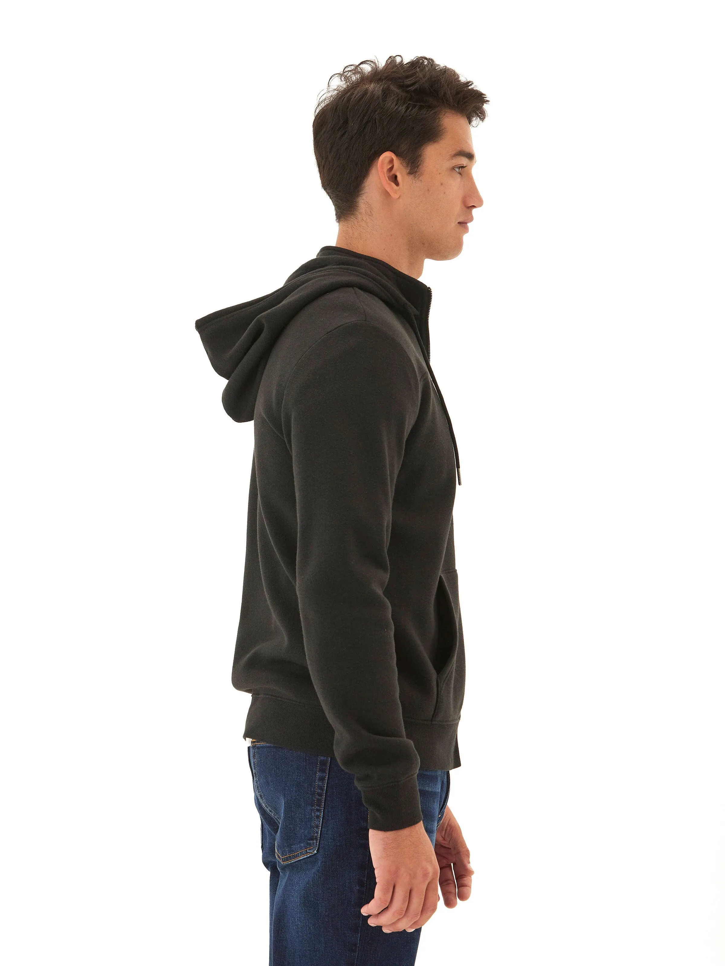 Dante Triblend Fleece Zip Hoodie Seamless Knit Cuffs