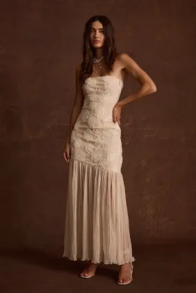 Feminine Structure Vacation Vibes Daylight Blush Embroidered Maxi Dress