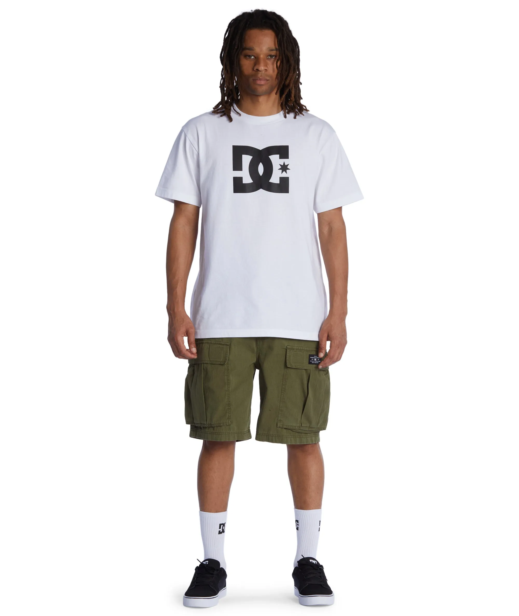 DC Shoes Mens Tundra Casual Multi Pocket Mid Length Cargo Shorts Elastic Waistband Design