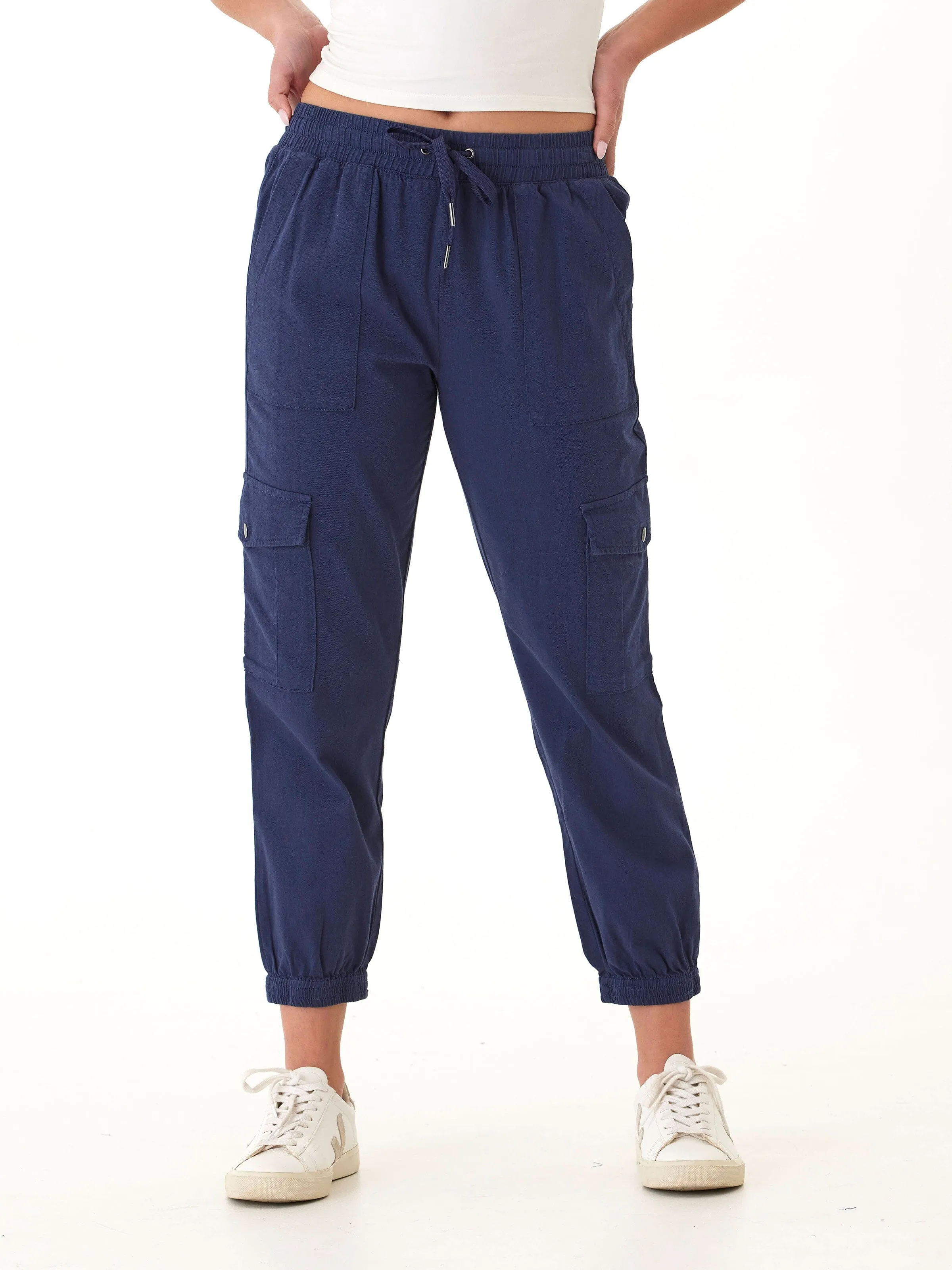 Comfort Waist Simple Cut Delilah Stretch Twill Cargo Jogger 27"