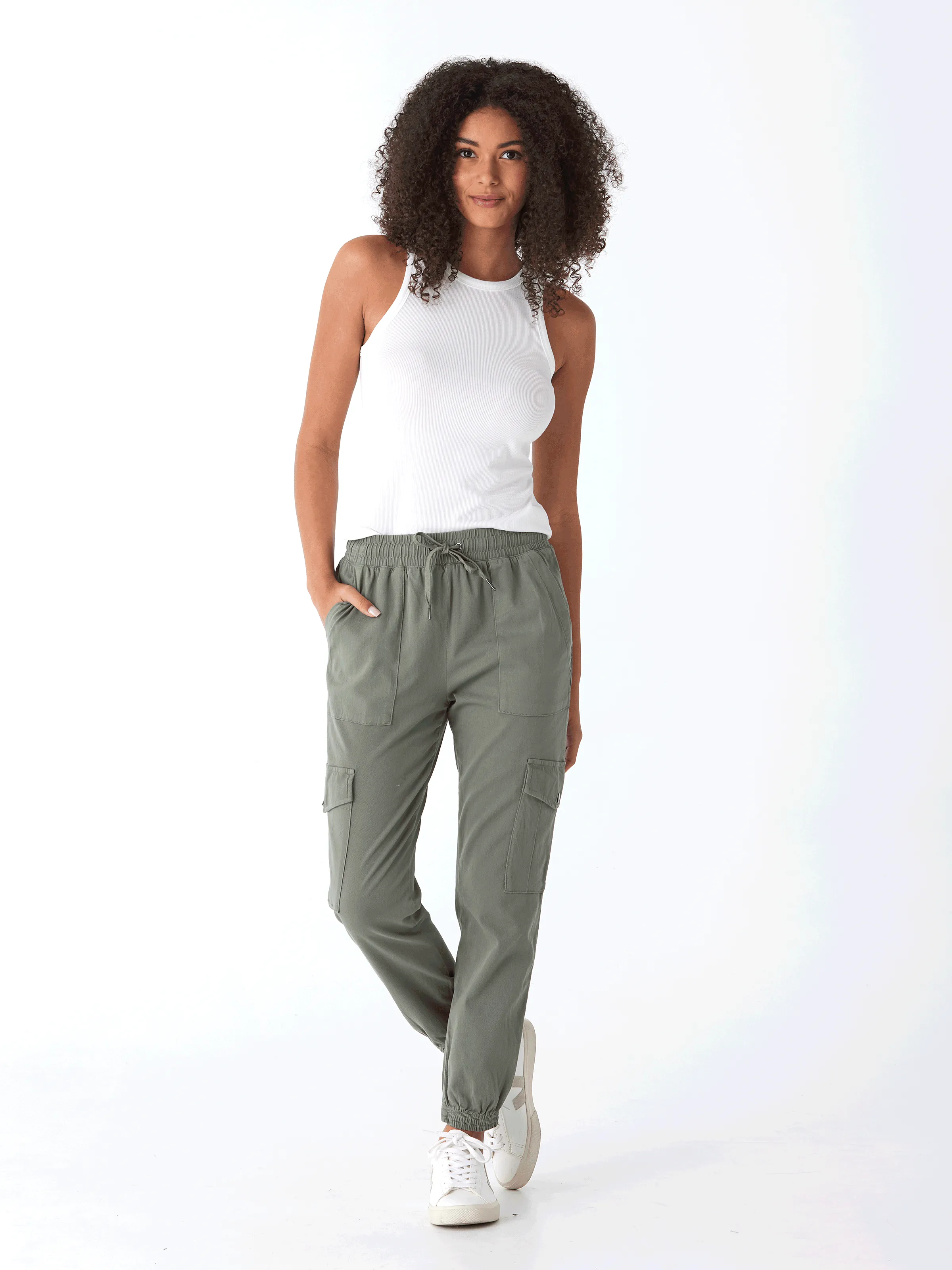 Erasable Logo Patch Chill Comfort Wear Delilah Stretch Twill Cargo Jogger 27"