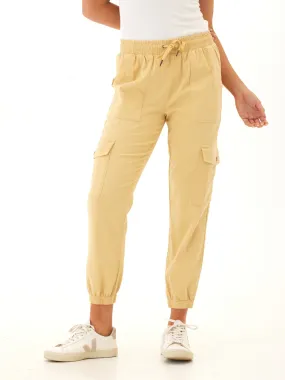 Delilah Stretch Twill Cargo Jogger 27" Double Layered Hem Stretch Material