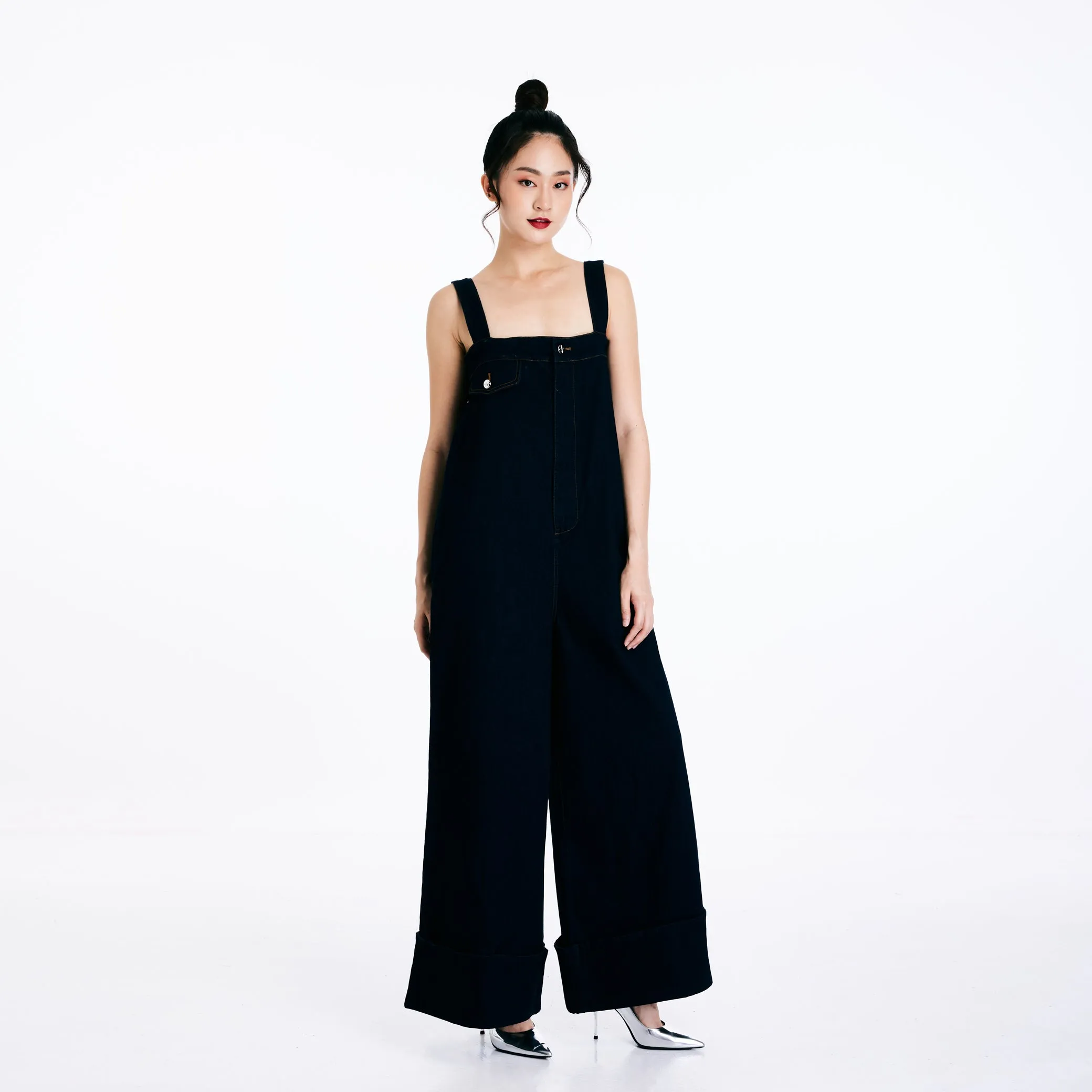 Denim Jumpsuit Classic Five Pocket Garment Dyed Technique