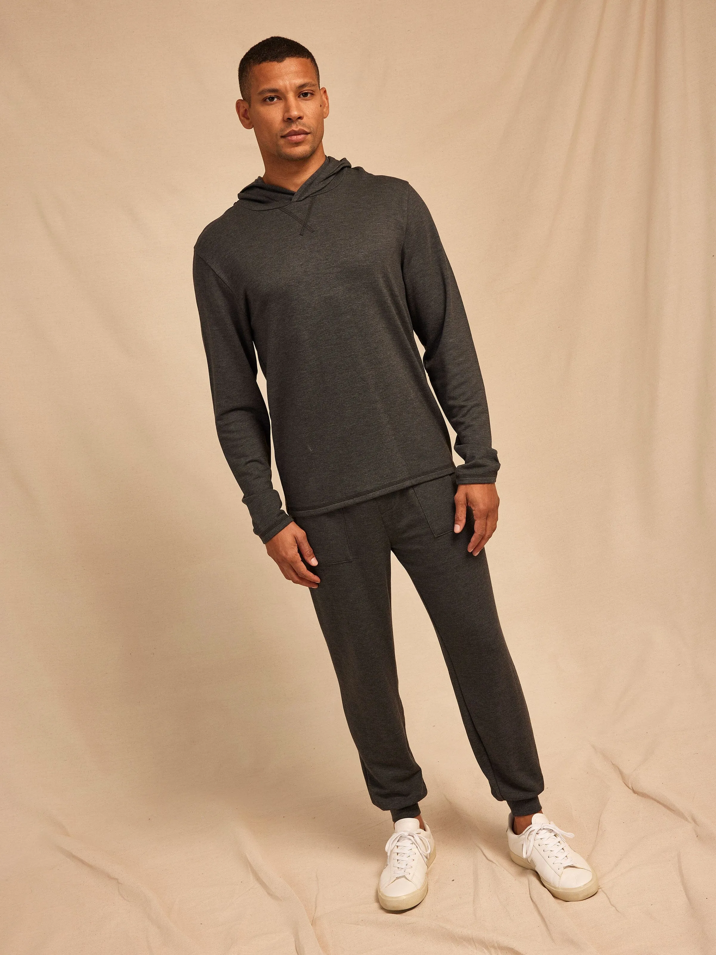 Clean Street Look Reversible Style Dex Feather Fleece Pullover Hoodie