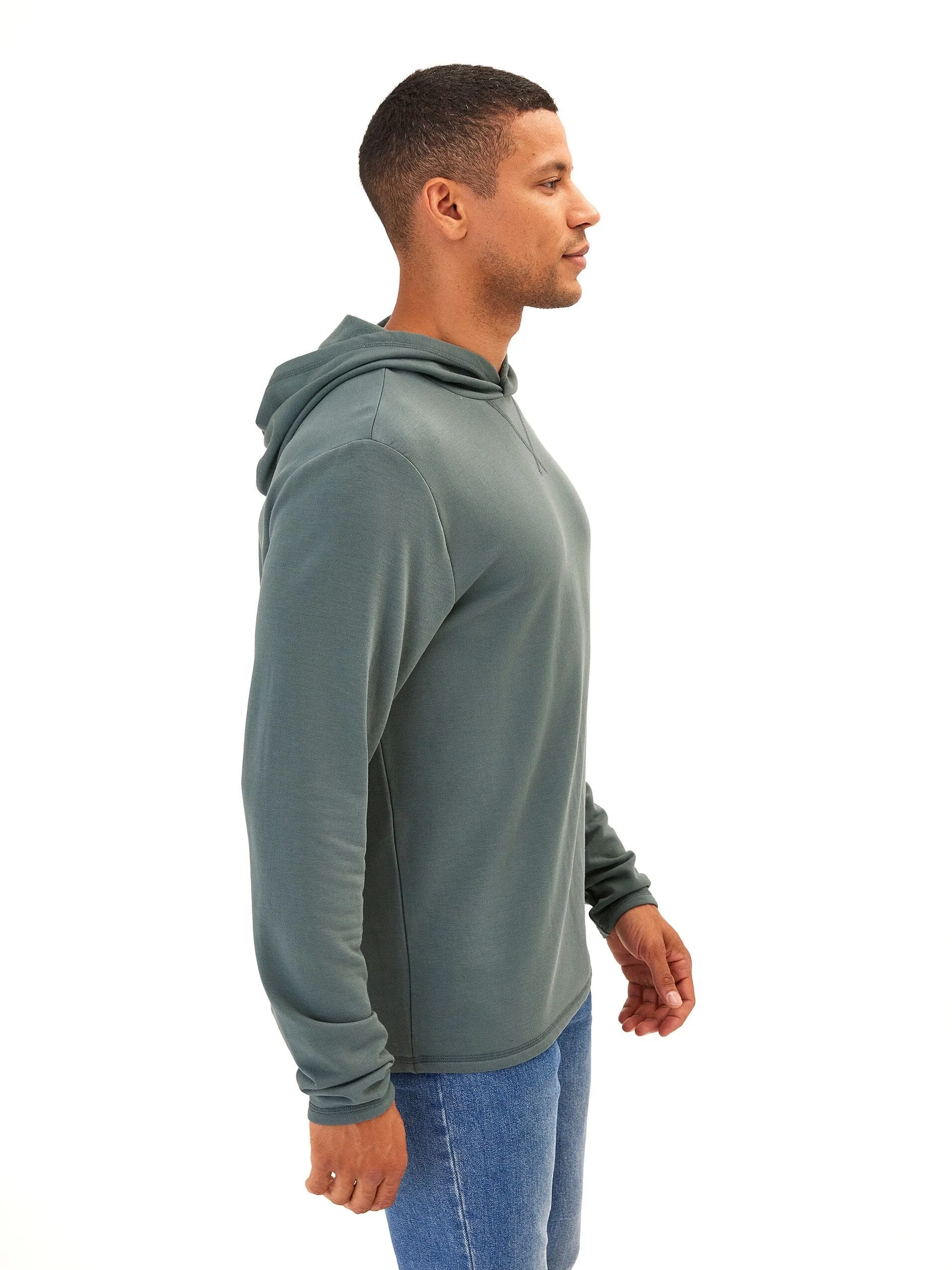 Dex Feather Fleece Pullover Hoodie Down Stuffed Subtle Texture