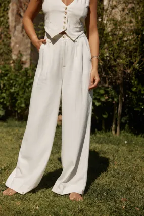 Diane White Linen Trouser AntiStaticLining Denim finish