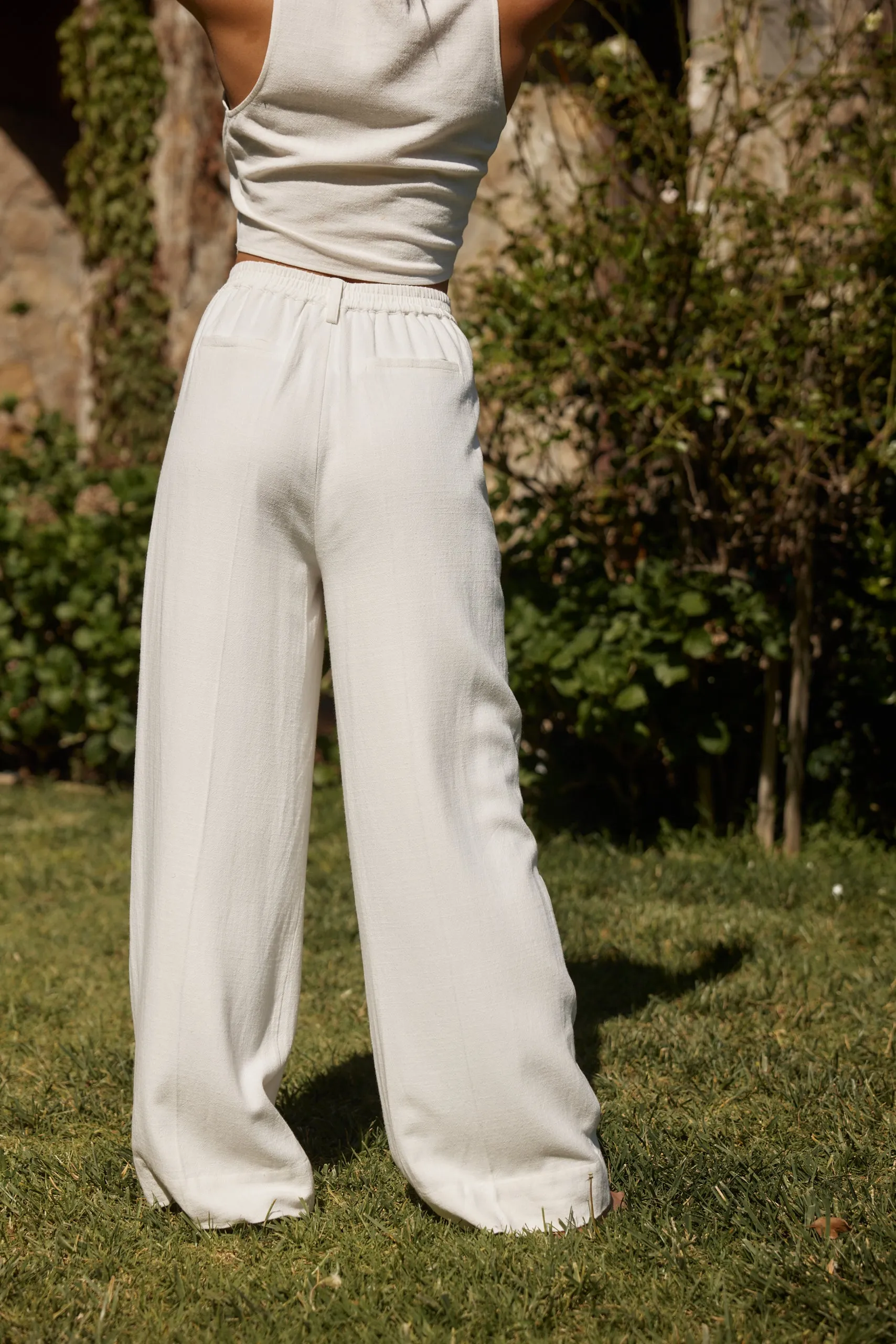 Diane White Linen Trouser Double Stitched