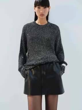 Outdoor Flex Low Maintenance Fabric Distressed Detail Sequins Sweater