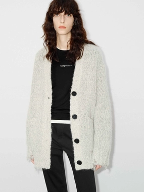 QuickFabric Recovery Low Maintenance Fibers Distressed Detail Fluffy Cardigan