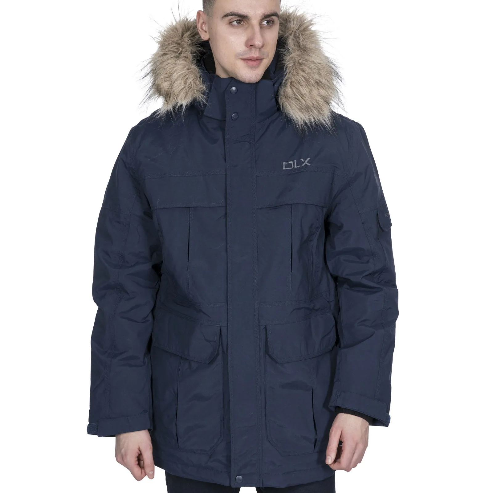 DLX Mens Highland Waterproof Down Parka Jacket Smooth Zipper Track Midweight Layer