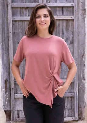 Practical Choice Compact Packing Twist Front T-shirt Dusty Rose