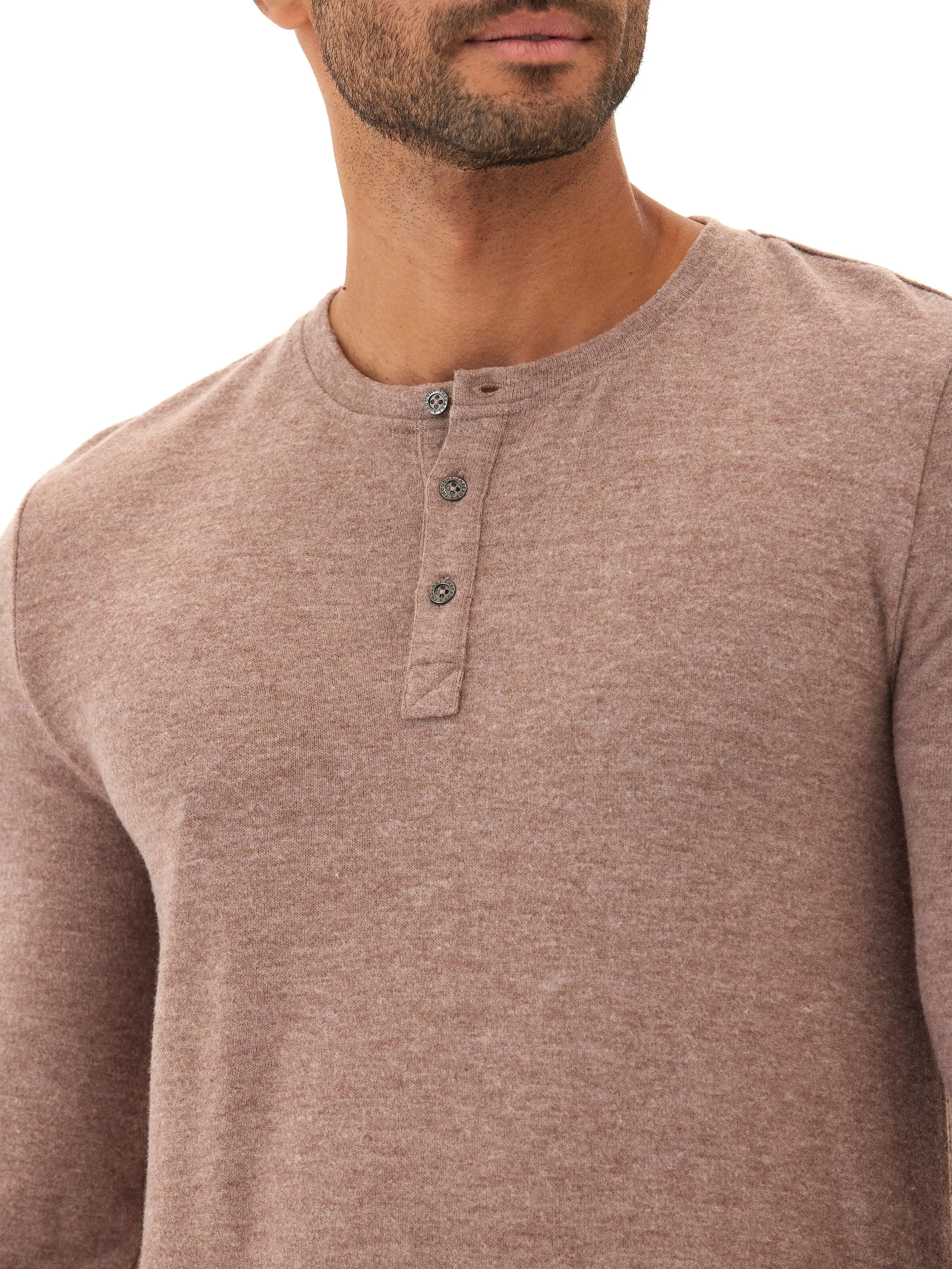 All-Season Fit Double Layered Collar Elias Sweater Knit Long Sleeve Henley