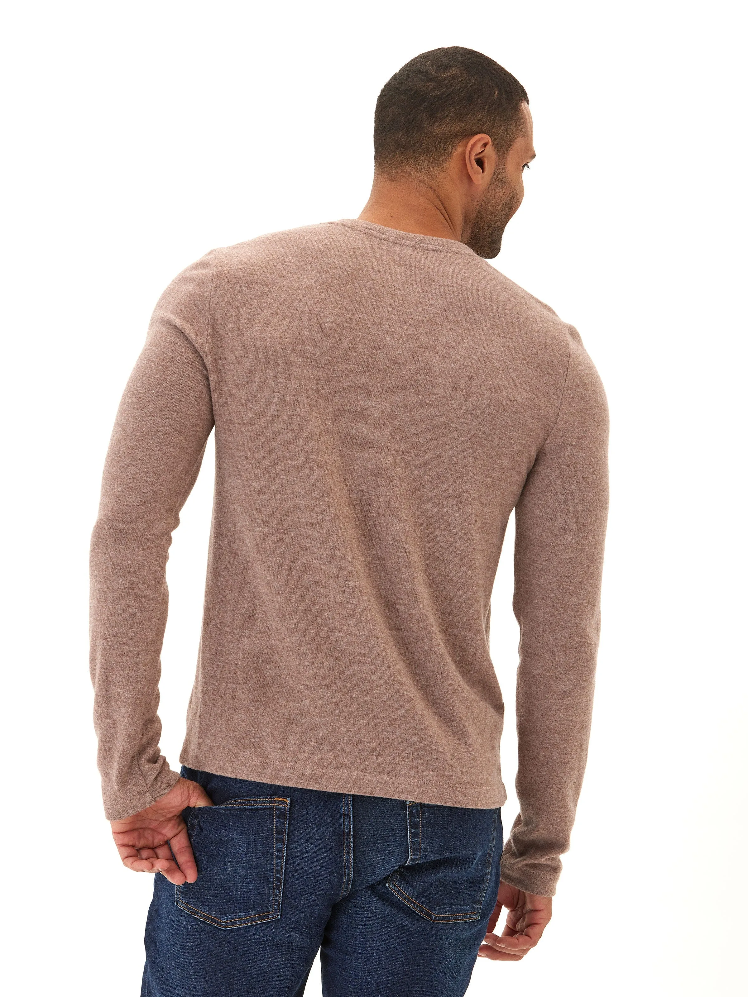 Zero Waste Production Breathable Flex Double Layered Collar Elias Sweater Knit Long Sleeve Henley