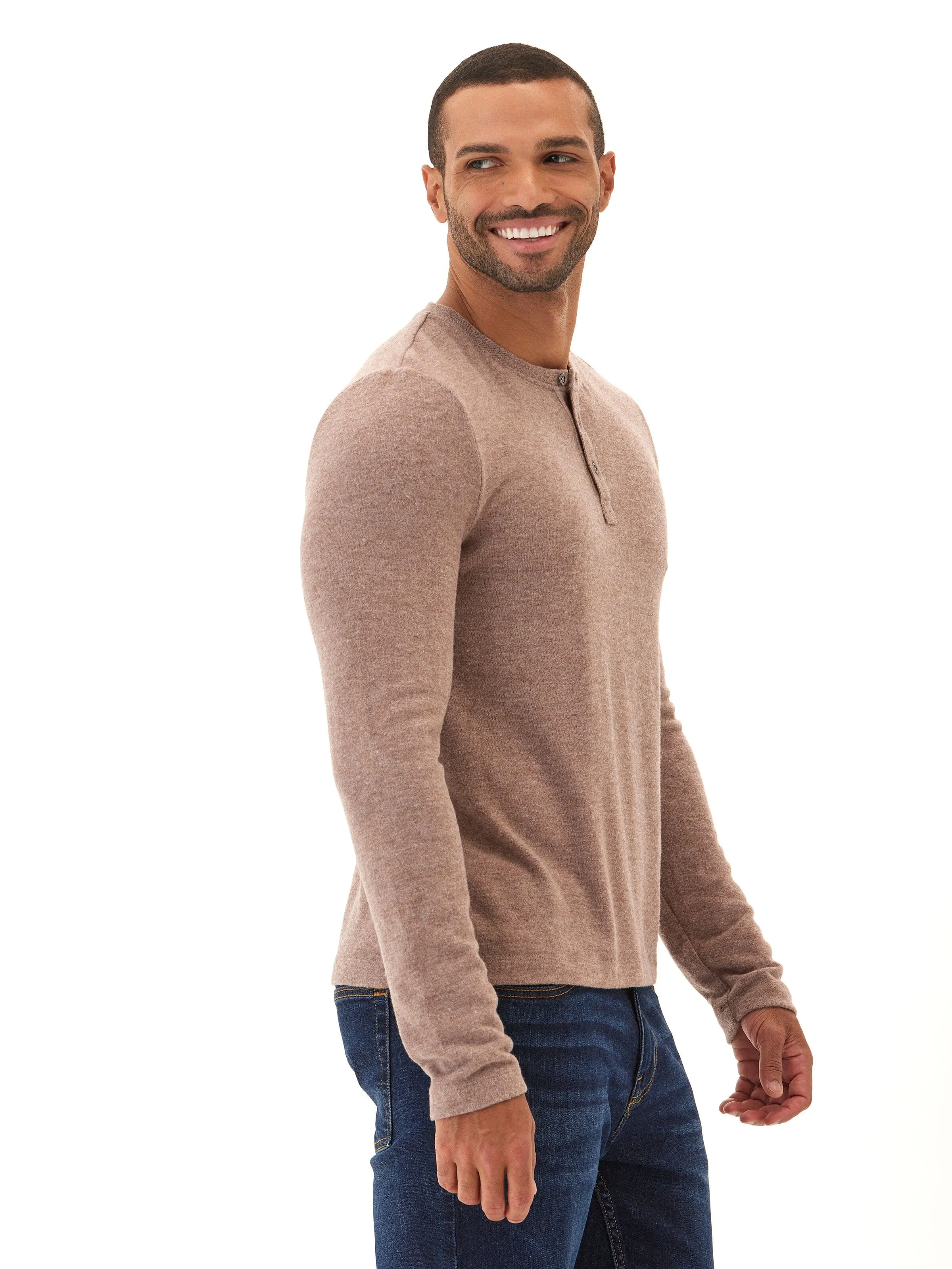 Double Layered Collar Elias Sweater Knit Long Sleeve Henley Chill Ready Classic Knitwear