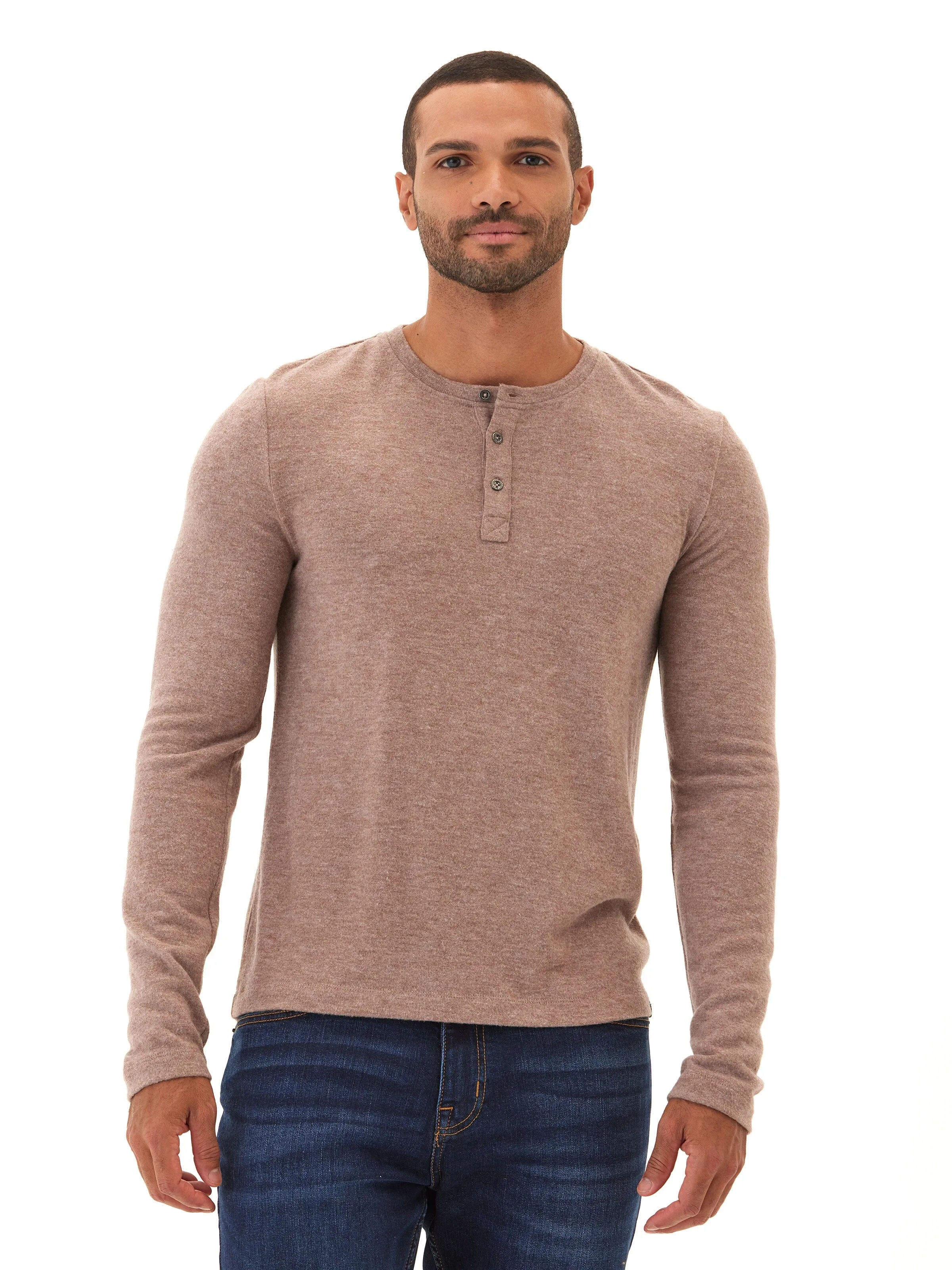 Comfy Waist Double Layered Collar Elias Sweater Knit Long Sleeve Henley