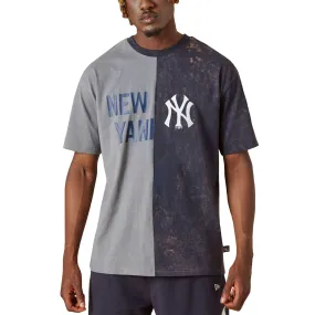 Hygroscopic Inner Layer Stretch Comfort New Era Mens New York Yankees Split Graphic T-Shirt - Grey