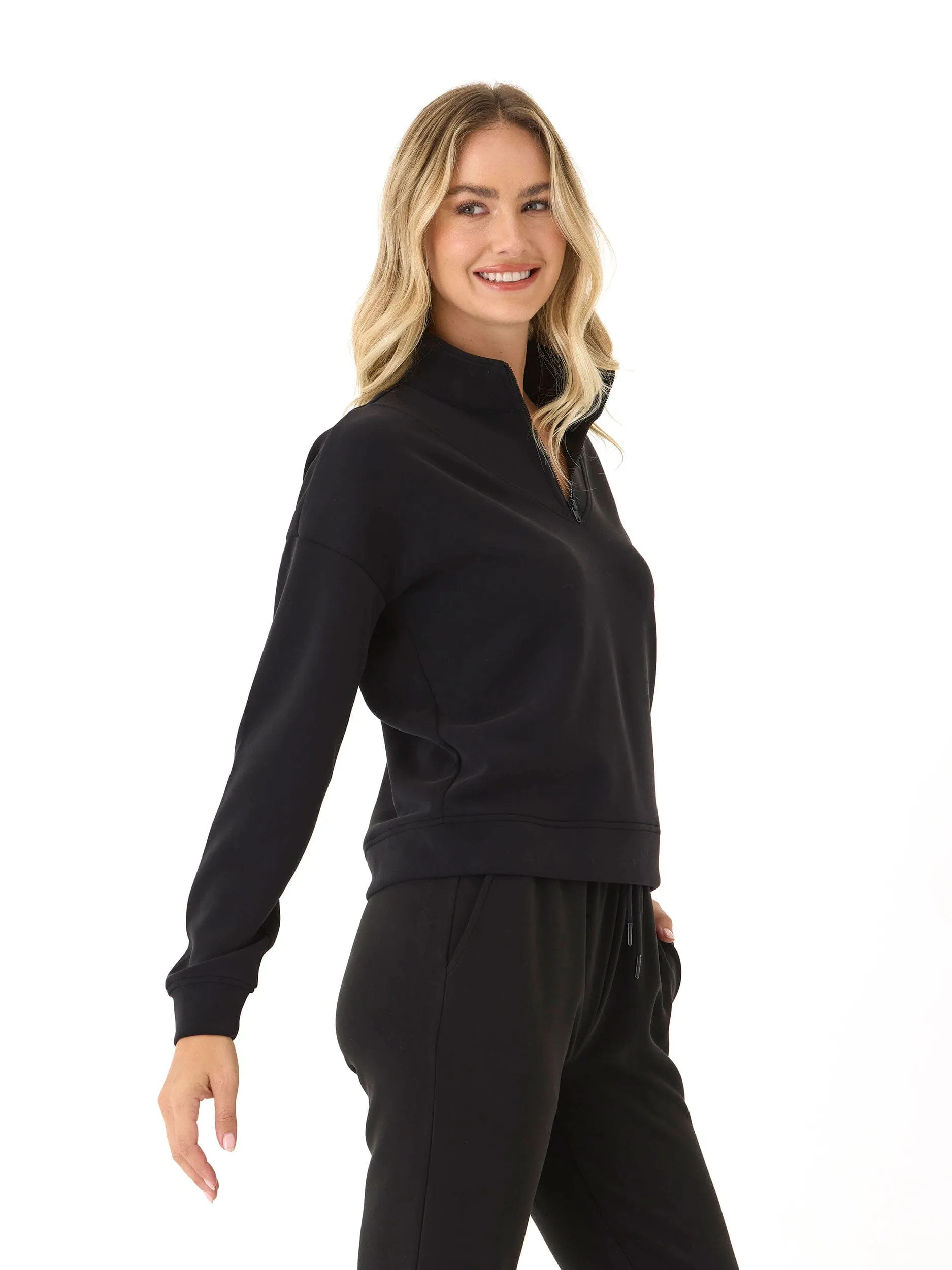 Faux Fur Collar Warmth Retention Drea Modal 1/4-Zip Jacket