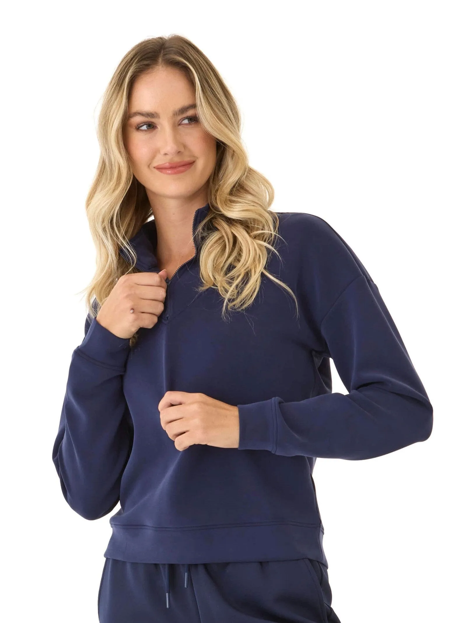 Drea Modal 1/4-Zip Jacket Soft Texture Sleek Layer Fit