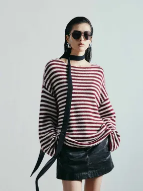Casual Comfort Layer Effortless Comfort Wear Drop Shoulder Striped Sweater