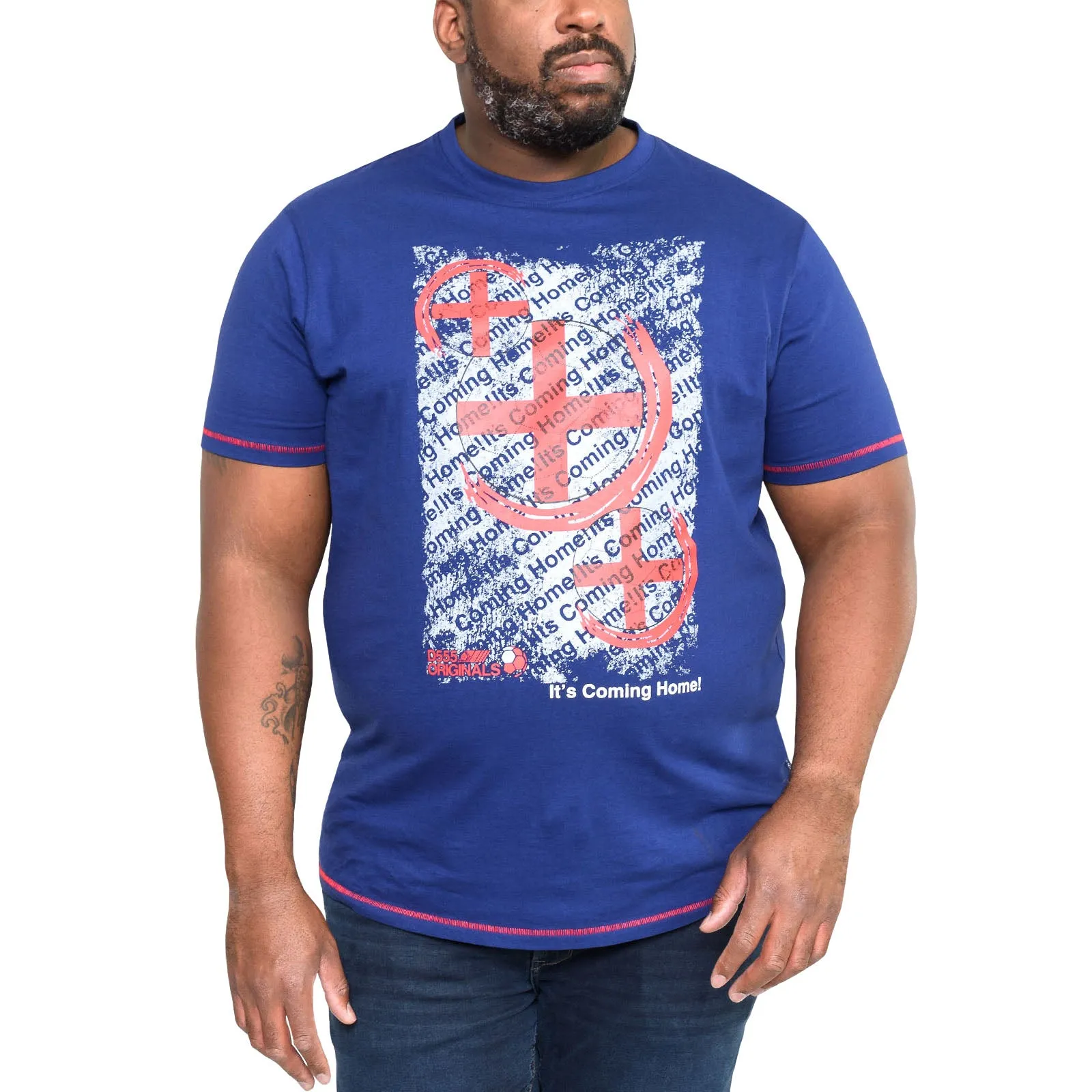 Duke D555 Mens Goal Big & Tall Coming Home Football T-Shirt - Blue FullCut Shoulder