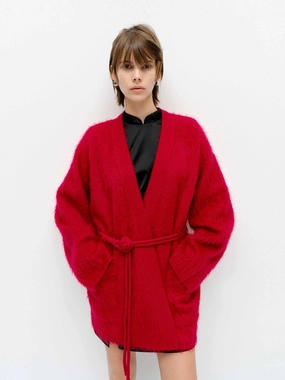 Loose Brushed Cardigan Wide Hem Detail Mild Weather