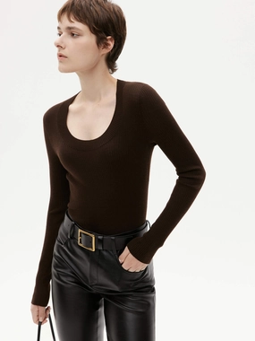 MoistureWicking Textured Weave Sweat Wicking Lining Wool Tight Fit Knit Top