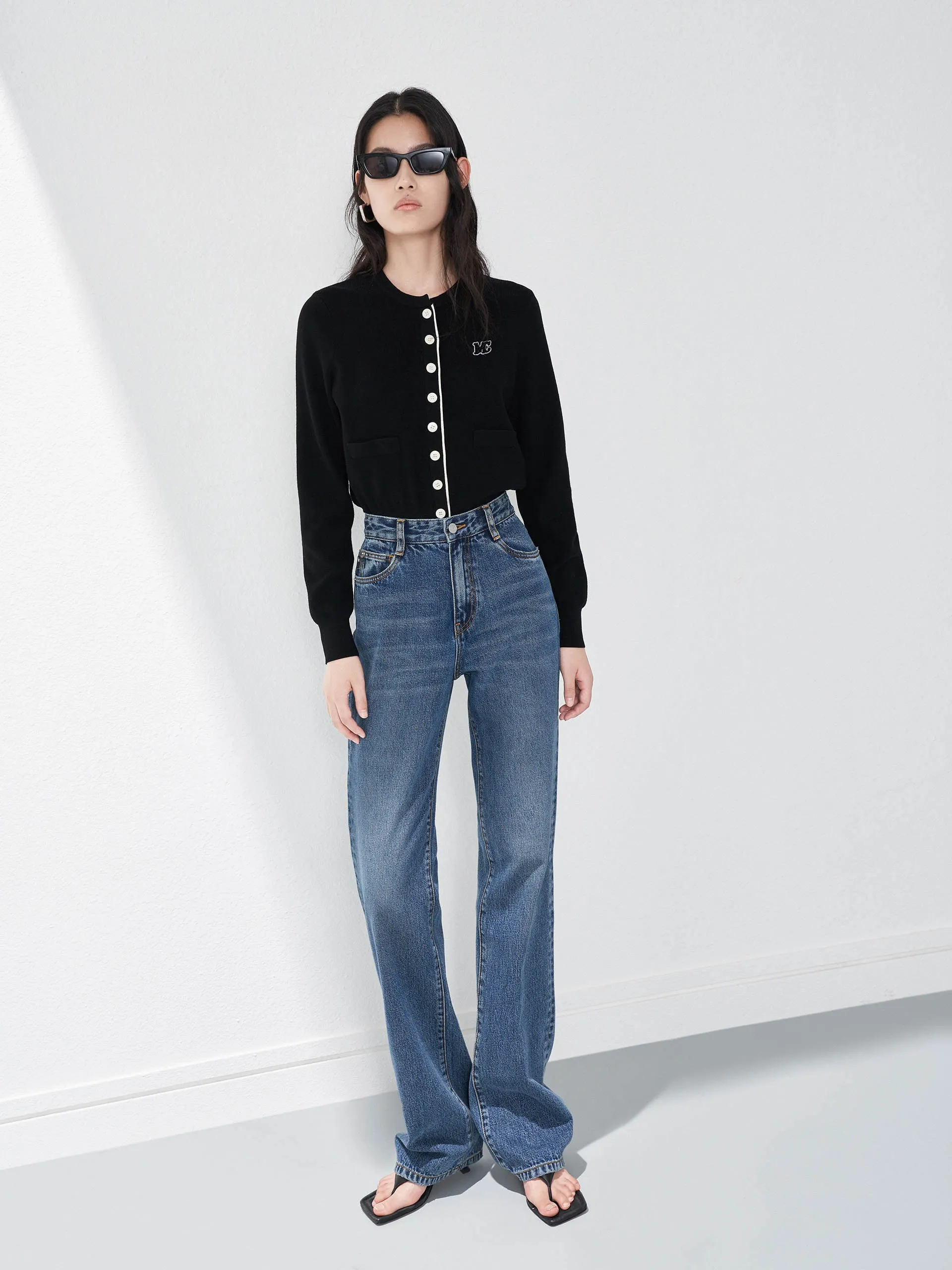 Moisture Wicking Fabric Cold-Weather Layer Contrast Placket Knitted Top