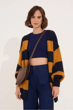 MARIA STRIPE KNIT Double Layered Hood Minimalist Style