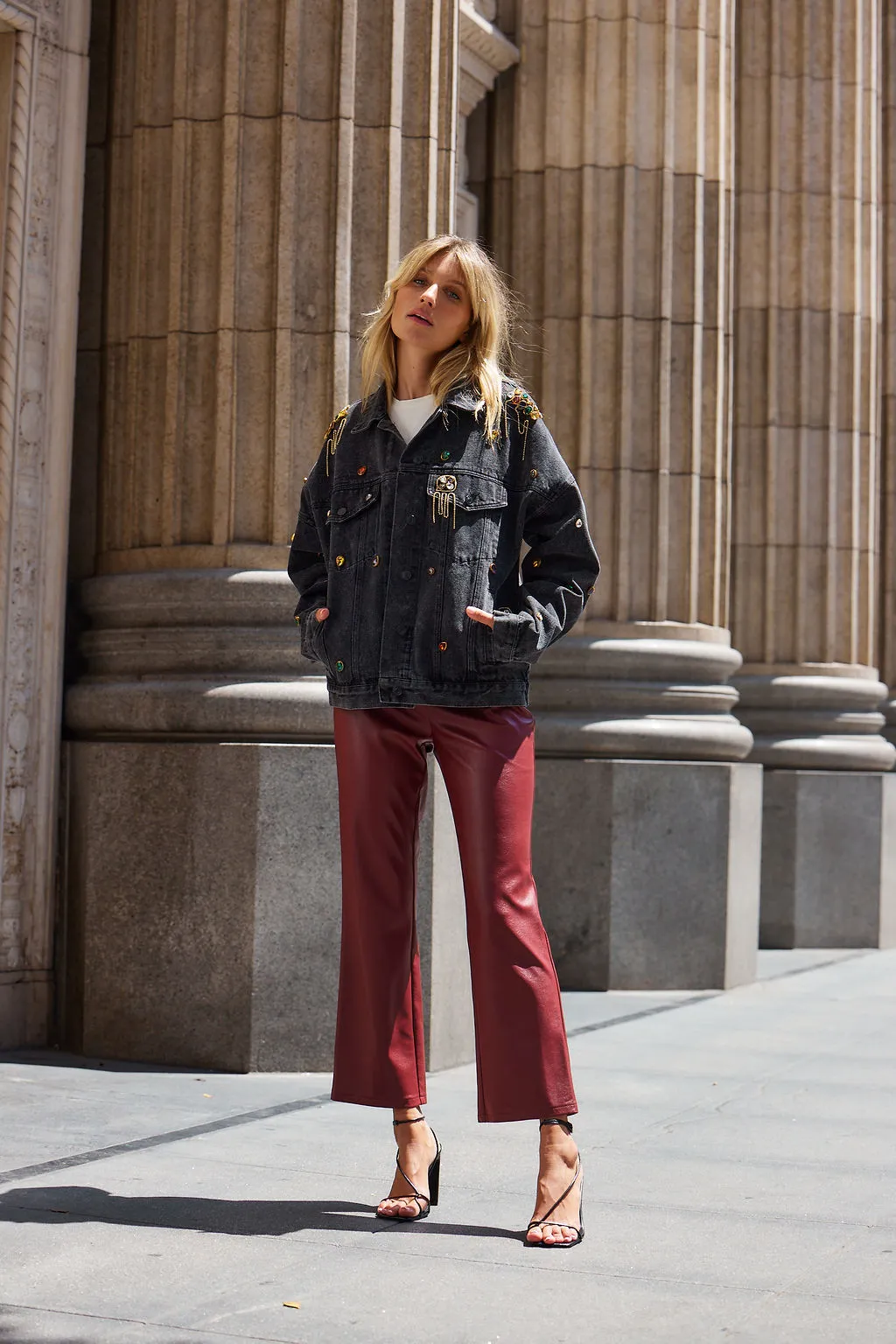 Easy Fit Design Hayden Burgundy Faux Leather Pants