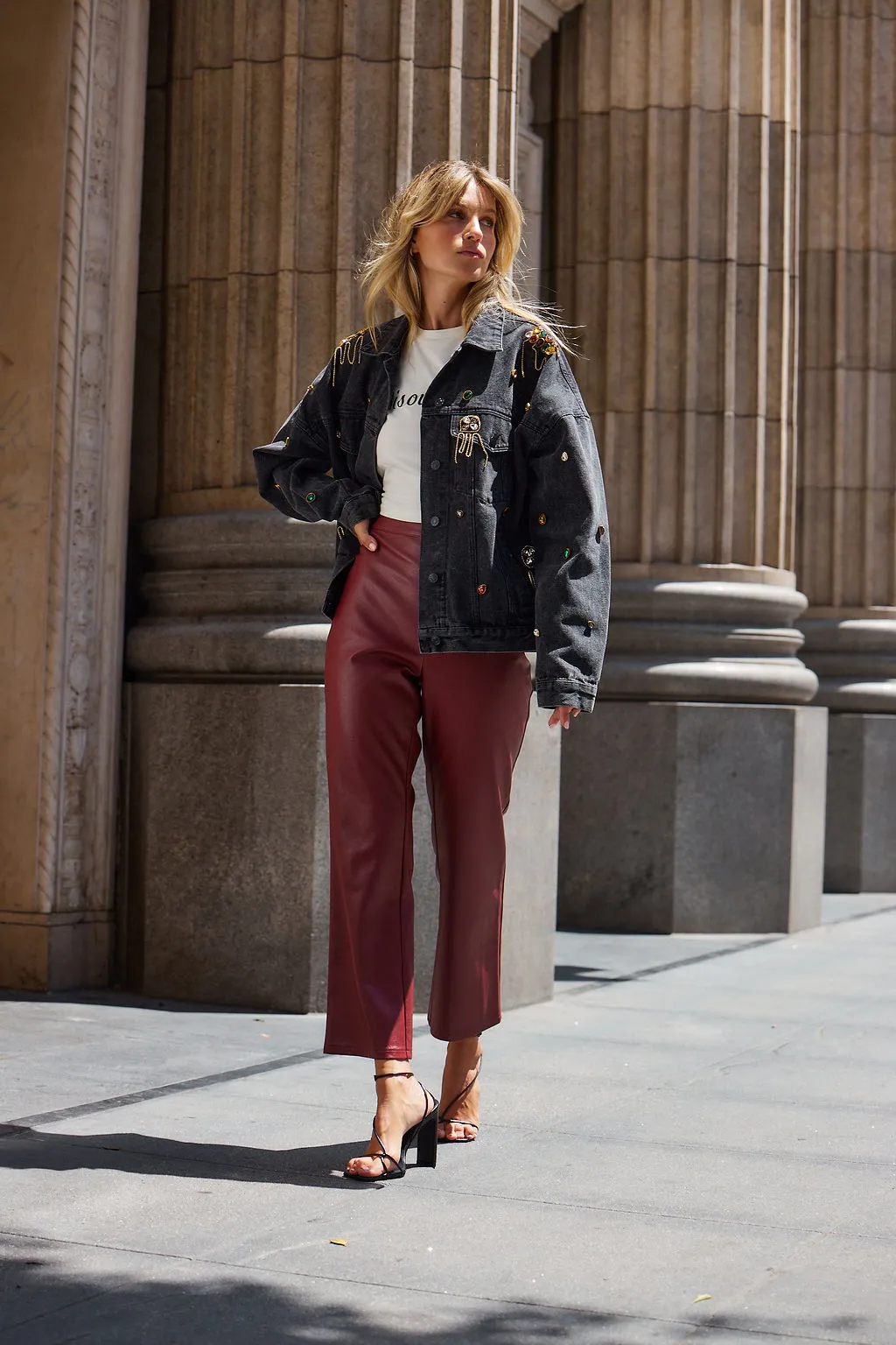 Hayden Burgundy Faux Leather Pants Perfect Design Comfort Wear