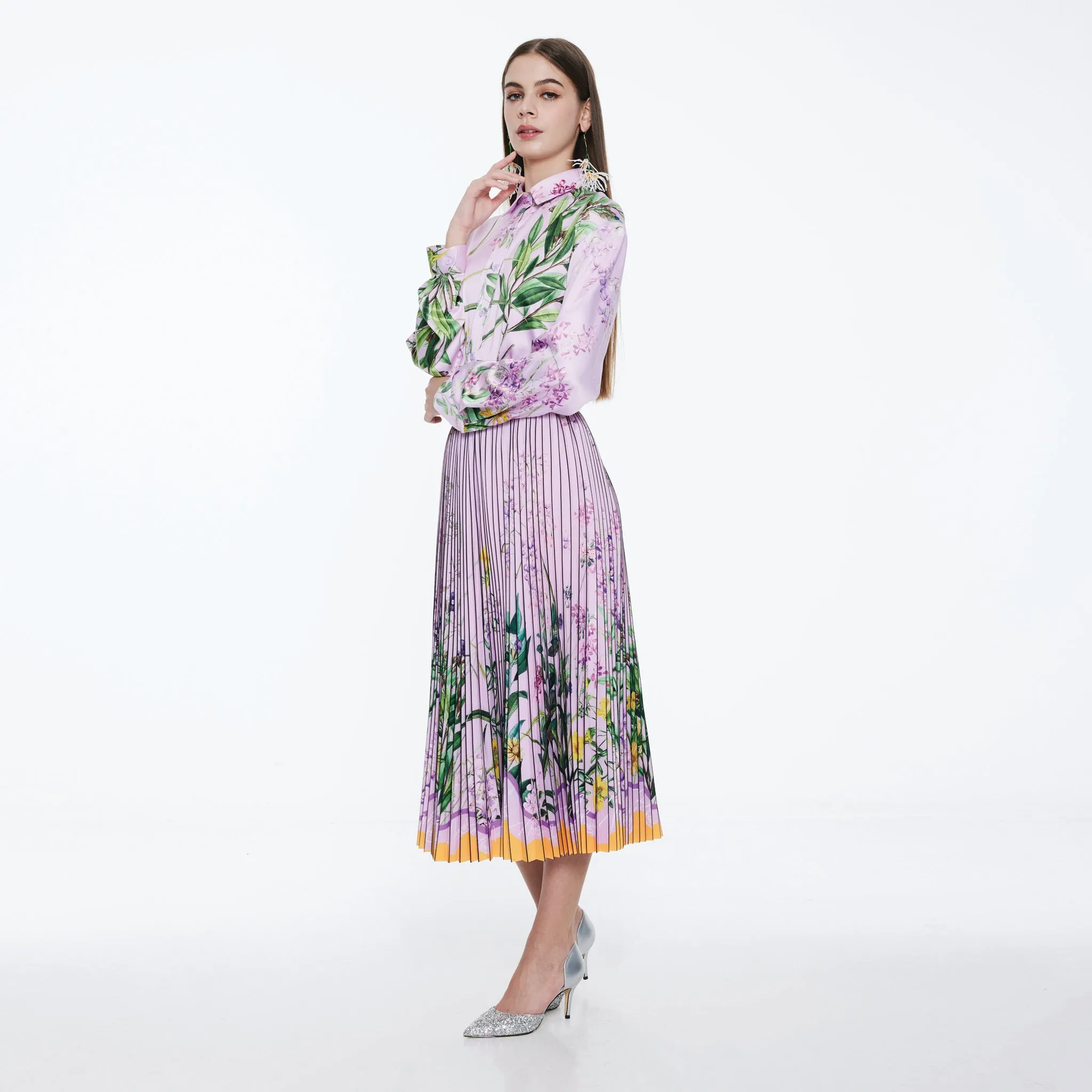 Printed Pleated Skirt Modern Luxe