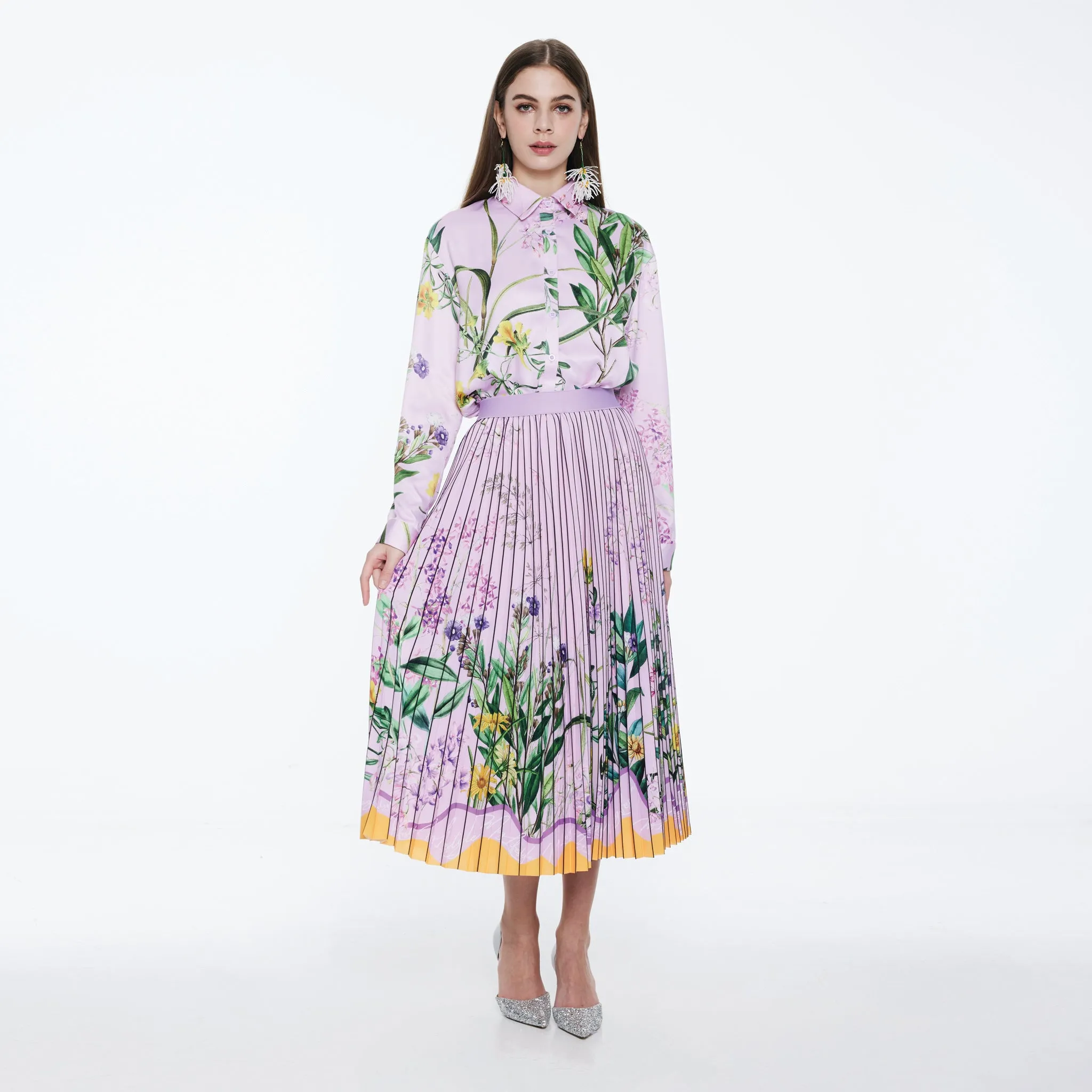 Artisan Print Printed Pleated Skirt
